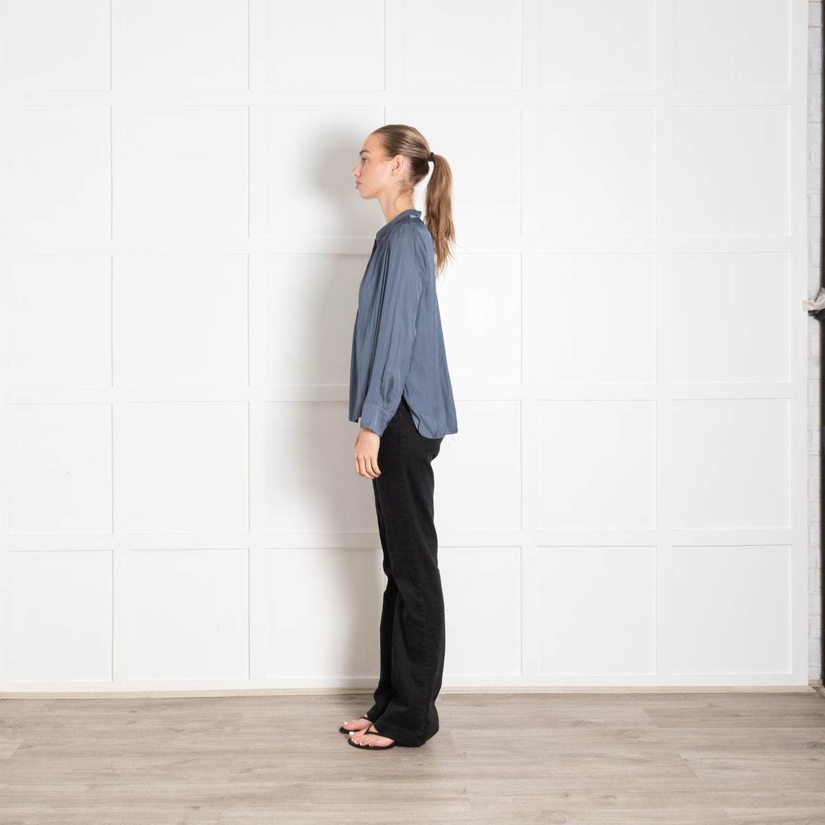 Zadig & Voltaire Preloved Silver Blue V-Necked Blouse
