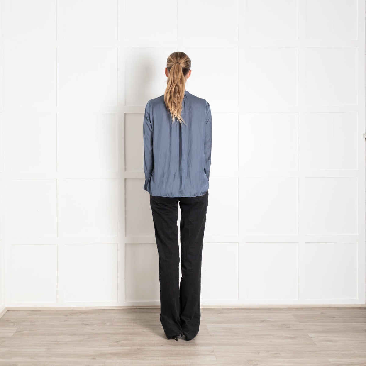 Zadig & Voltaire Preloved Silver Blue V-Necked Blouse