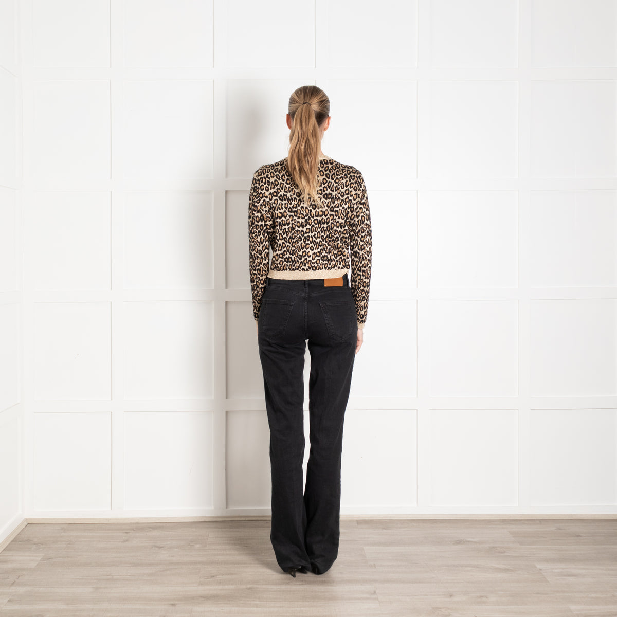 Miu Miu Gold Leopard Short Cardigan