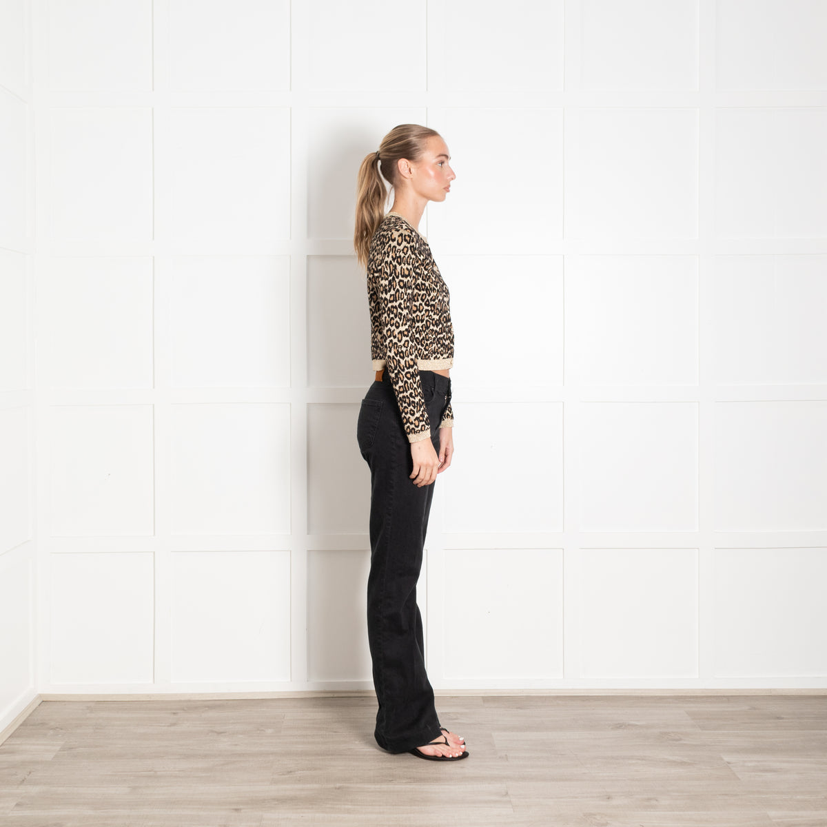 Miu Miu Gold Leopard Short Cardigan