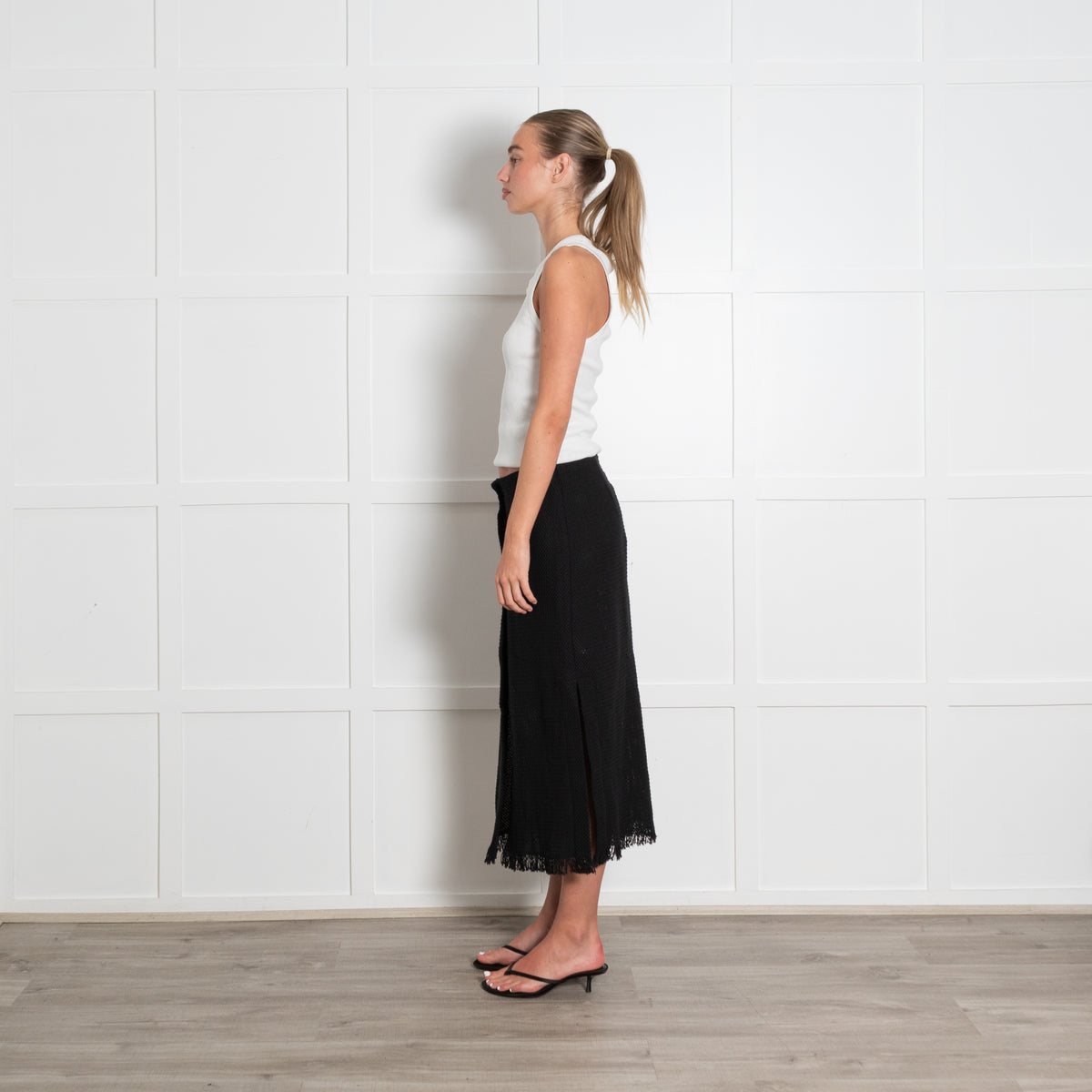 Rodebjer Black Woven Button Skirt