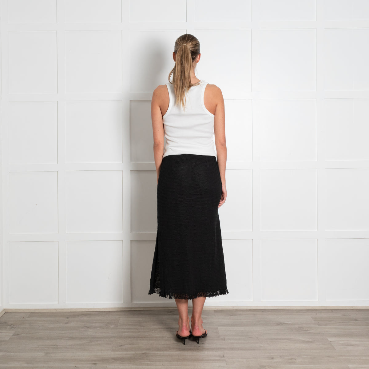 Rodebjer Black Woven Button Skirt