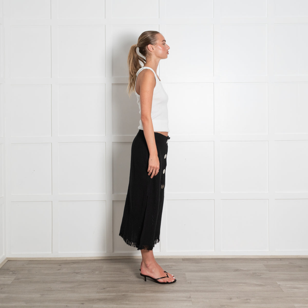 Rodebjer Black Woven Button Skirt