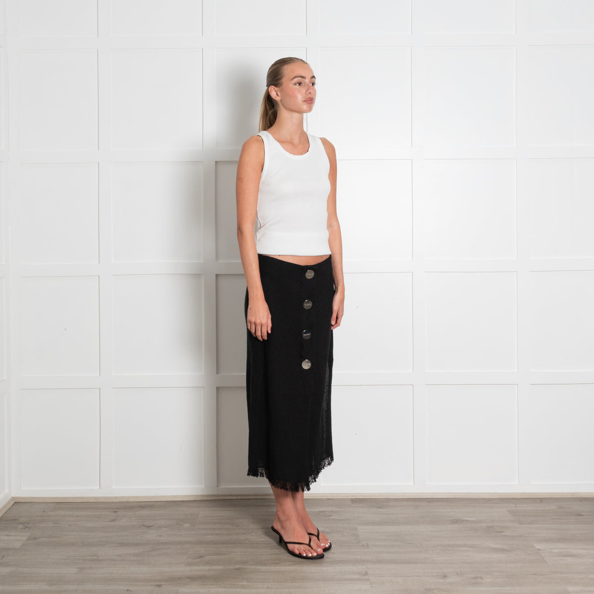 Rodebjer Black Woven Button Skirt