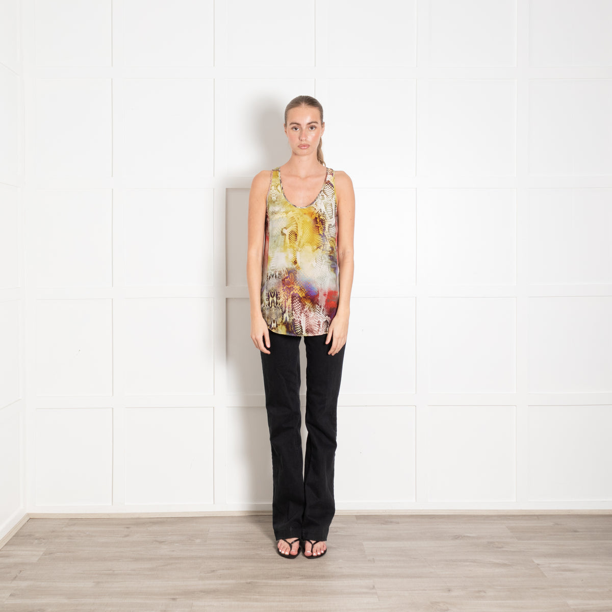 Faith Connexion Cream Yellow Orange Snake Print Vest