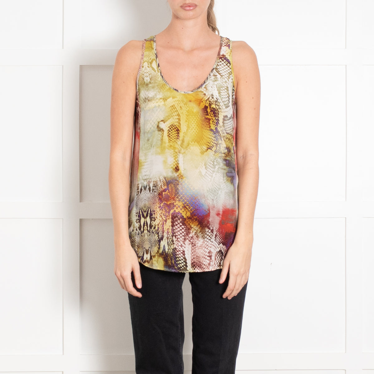 Faith Connexion Cream Yellow Orange Snake Print Vest