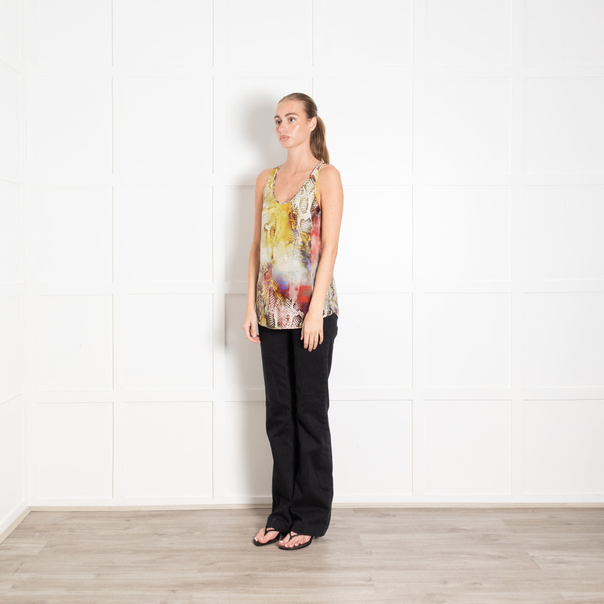 Faith Connexion Cream Yellow Orange Snake Print Vest