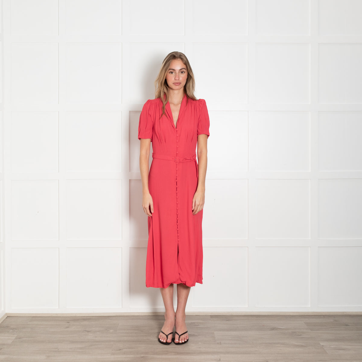 Ghost Raspberry Red Belted Tea Dress