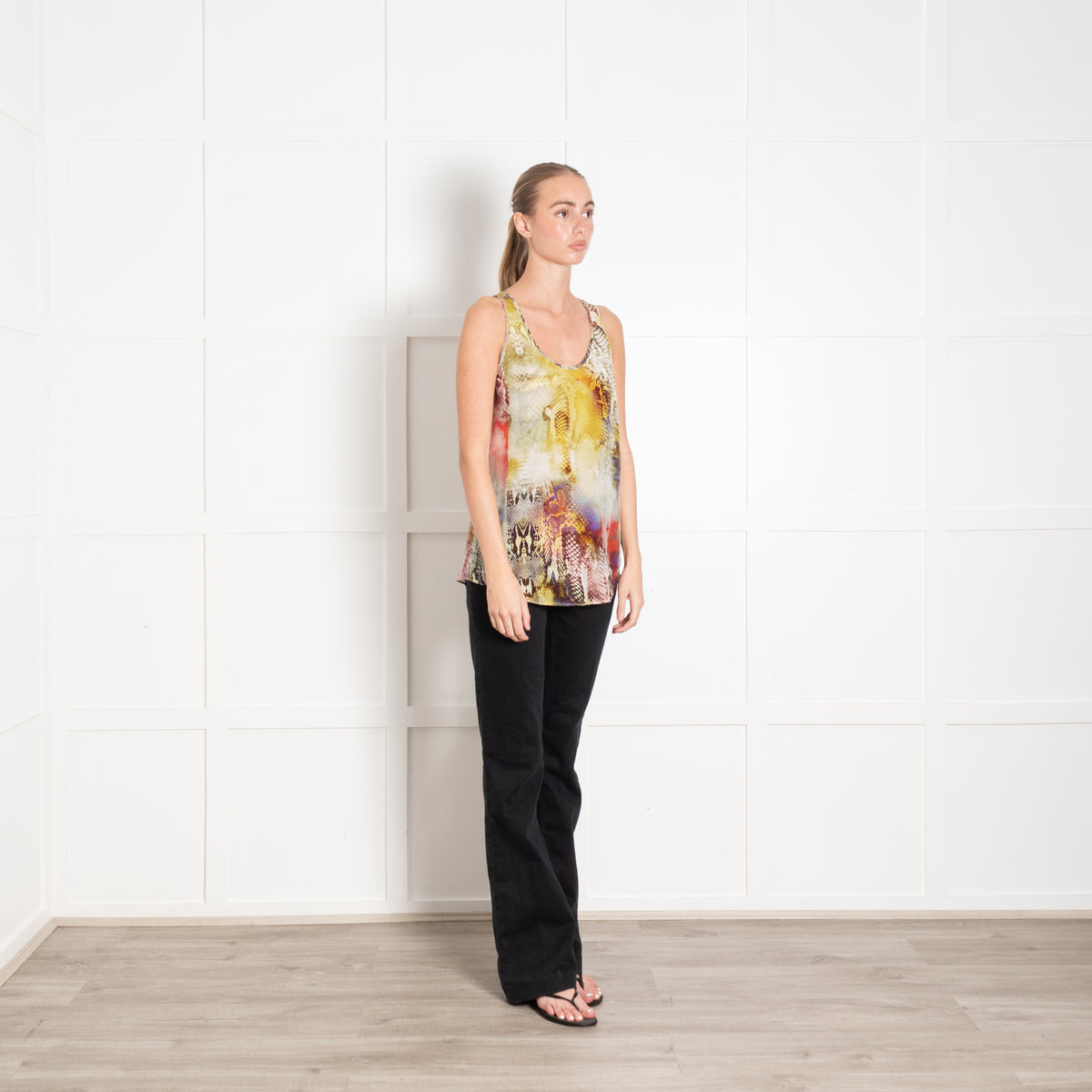 Faith Connexion Cream Yellow Orange Snake Print Vest