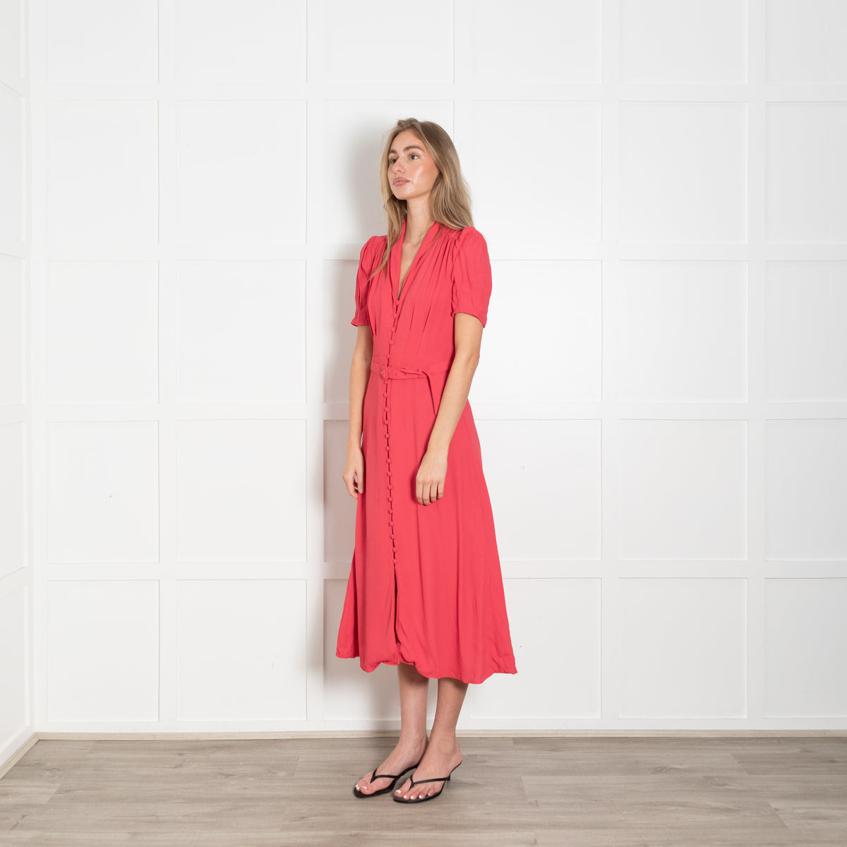 Ghost Raspberry Red Belted Tea Dress