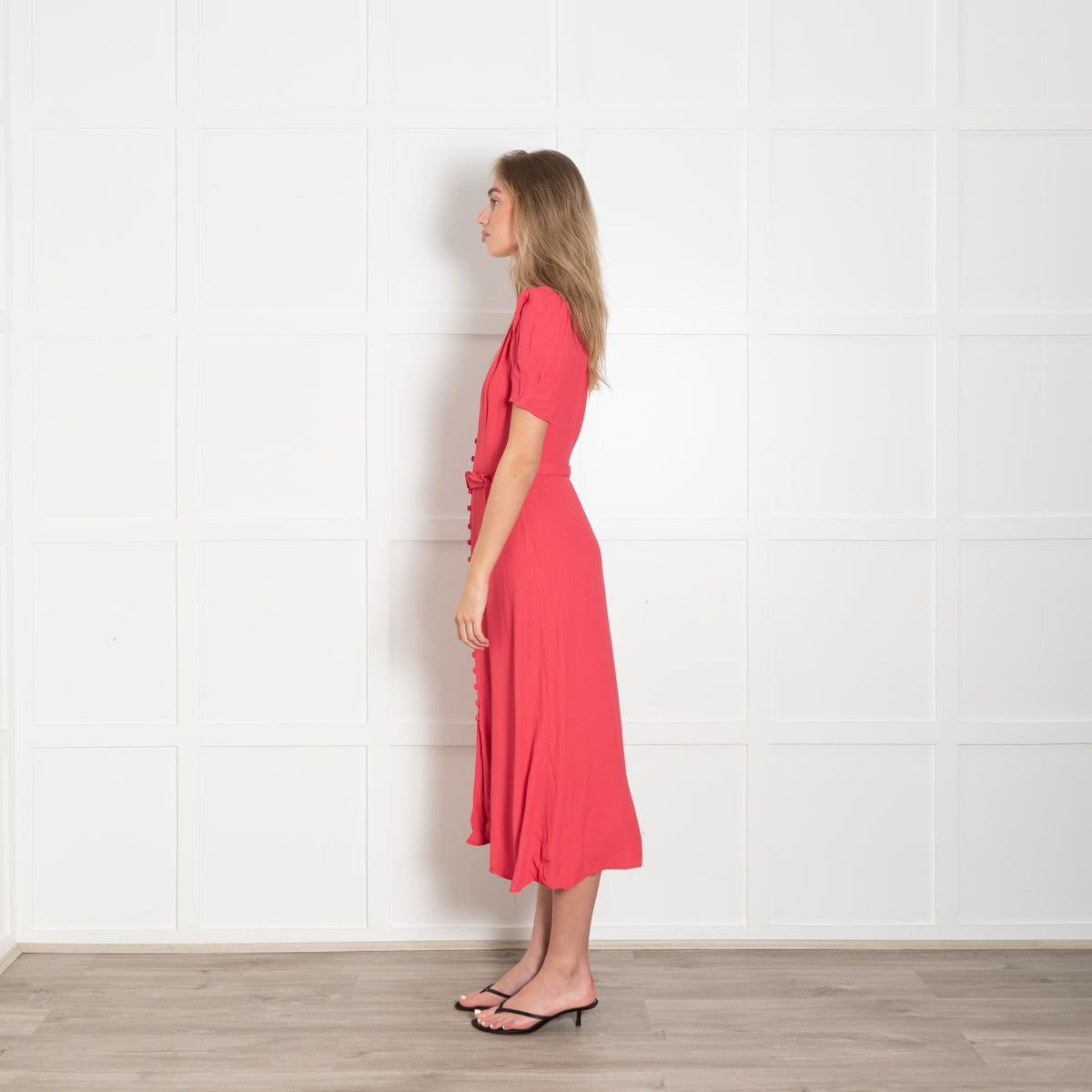 Ghost Raspberry Red Belted Tea Dress