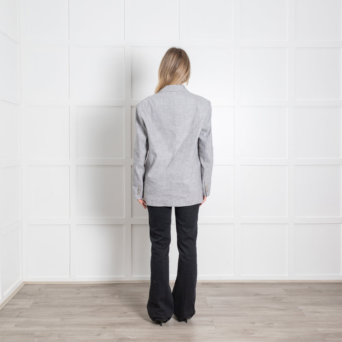 Sessun Light Grey Linen Blend Oversized Blazer