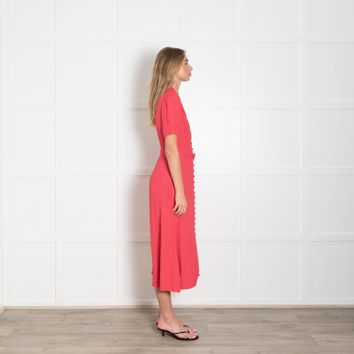 Ghost Raspberry Red Belted Tea Dress