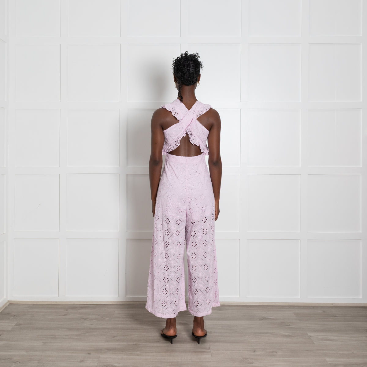 Alice McCall Pink Broderie Anglaise Cross Back Jumpsuit