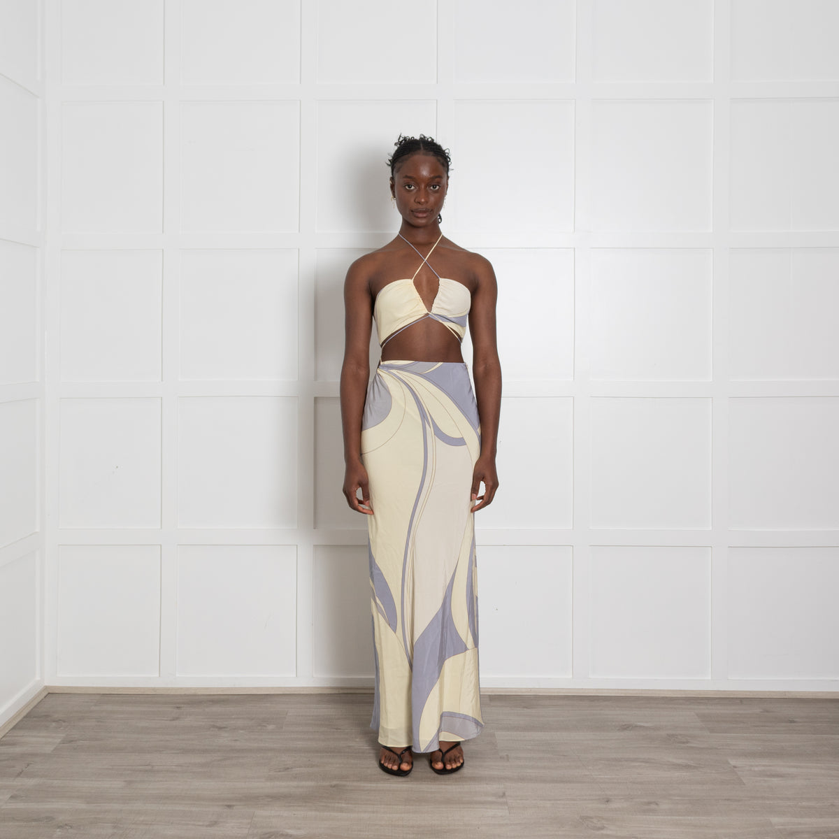 SIR the Label Yellow and Lilac Silk Cutout Co-Ord
