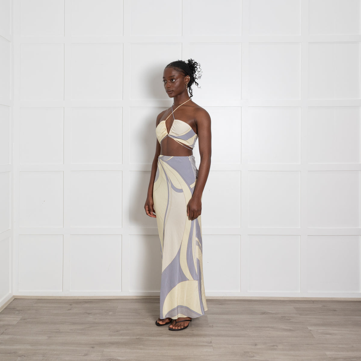 SIR the Label Yellow and Lilac Silk Cutout Co-Ord