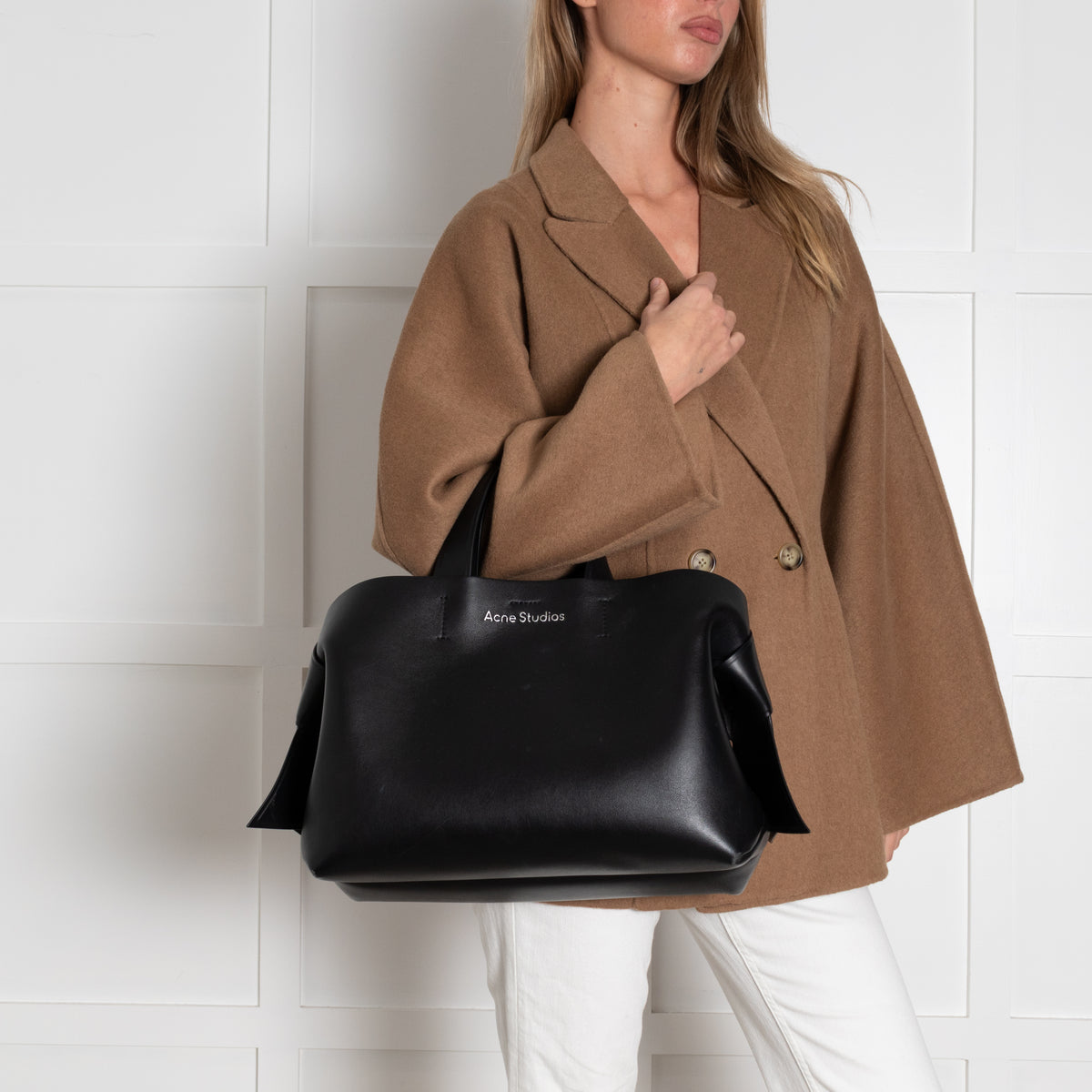 Acne Studios Black Leather Musubi Knot Tote