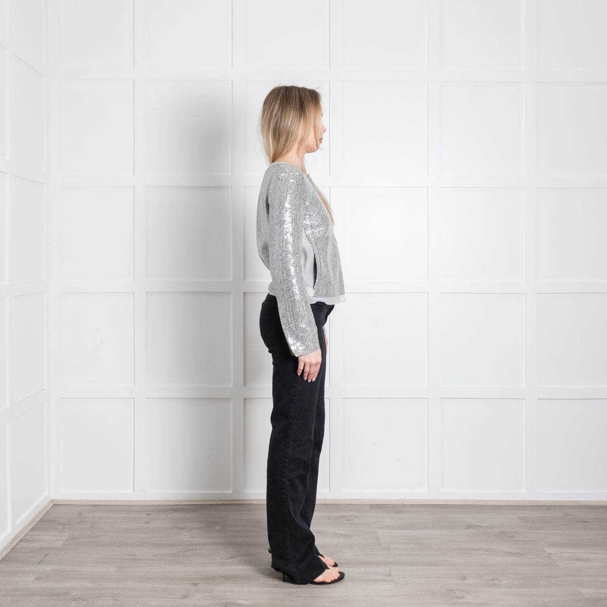 Diane Von Furstenberg Grey Silver Sequinned Short Jacket