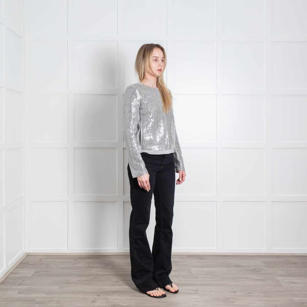 Diane Von Furstenberg Grey Silver Sequinned Short Jacket