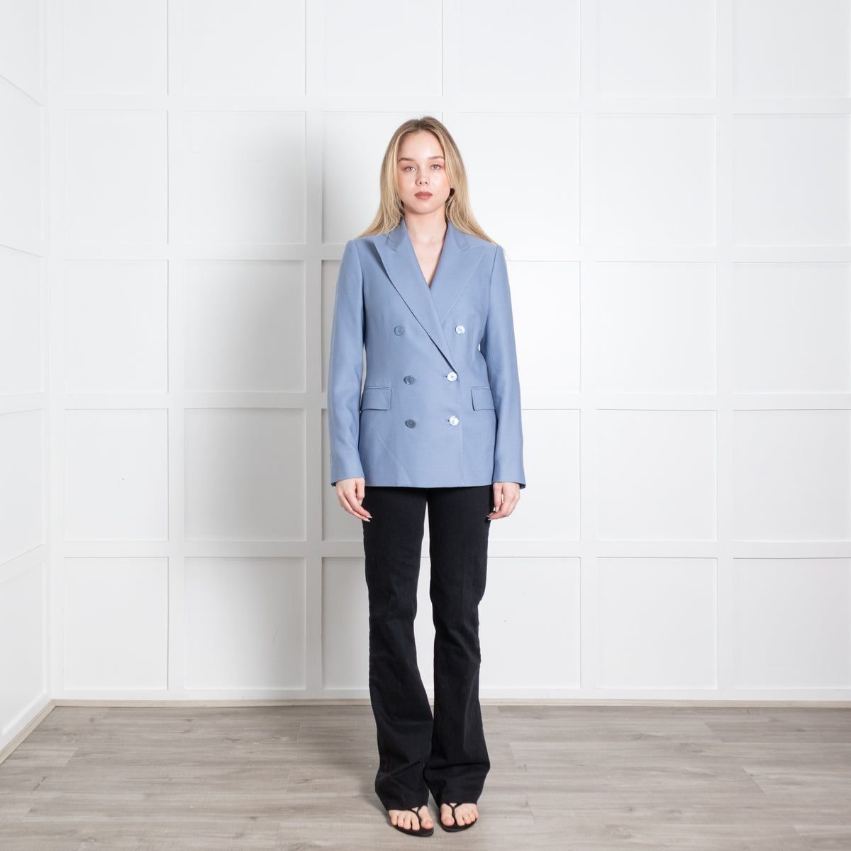 Ralph Lauren Blue Cashmere Double Breasted Blazer Jacket
