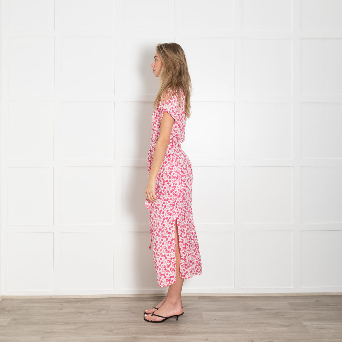 Primrose Park White Pink Smiley Print Belted Long Dress