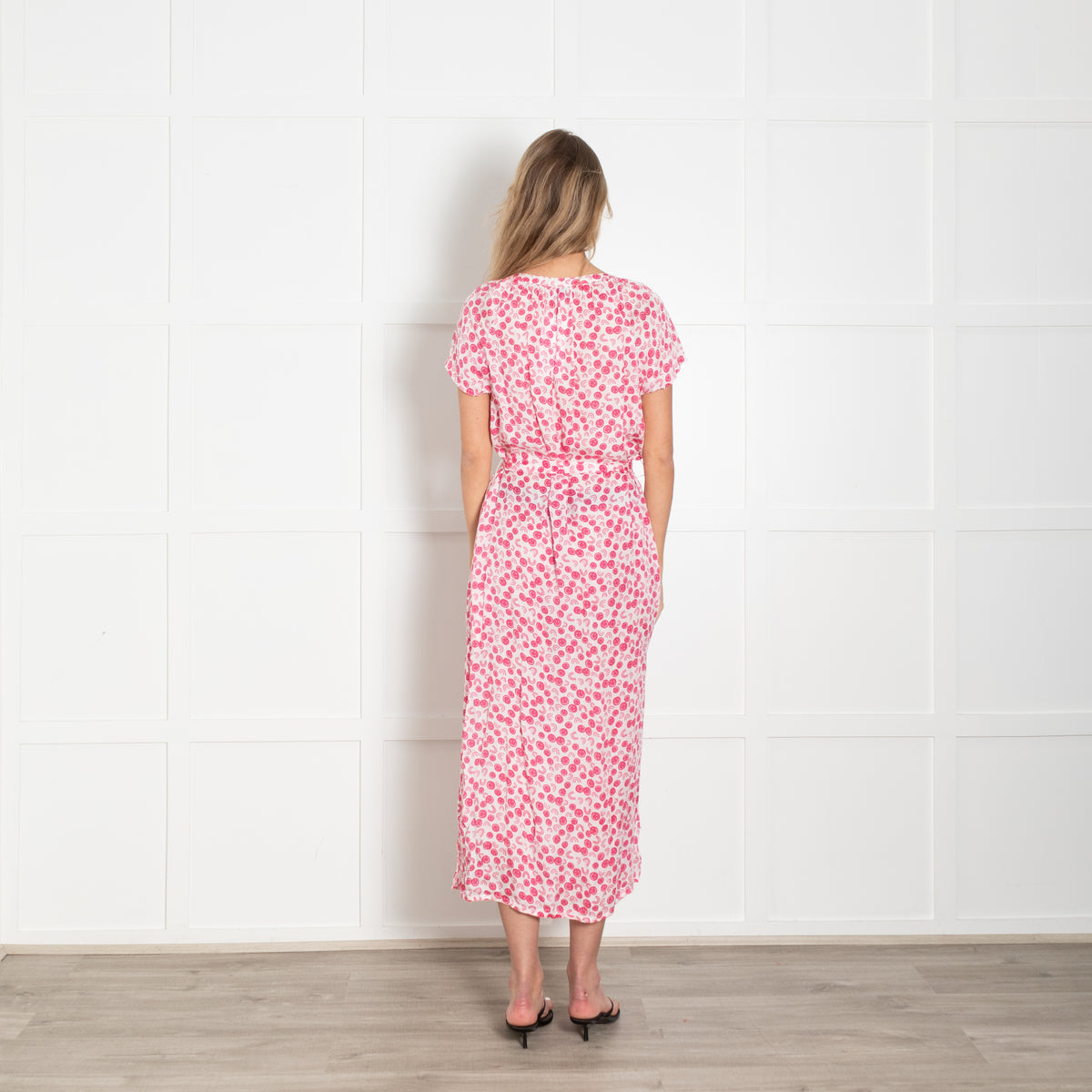 Primrose Park White Pink Smiley Print Belted Long Dress