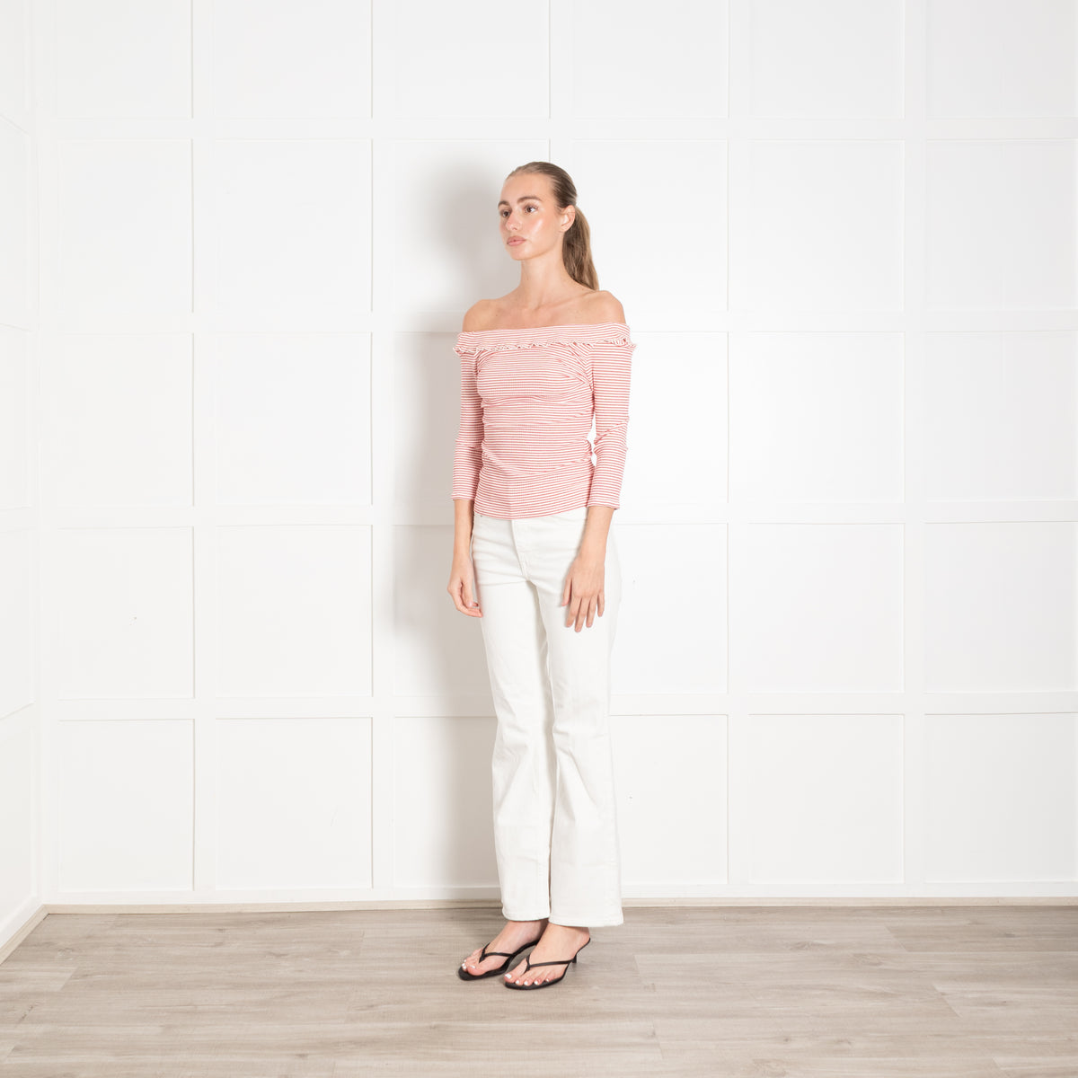 Claudie Pierlot Micro Stripe Ruffle Top