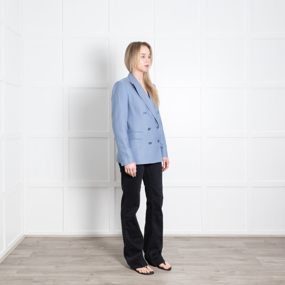 Ralph Lauren Blue Cashmere Double Breasted Blazer Jacket