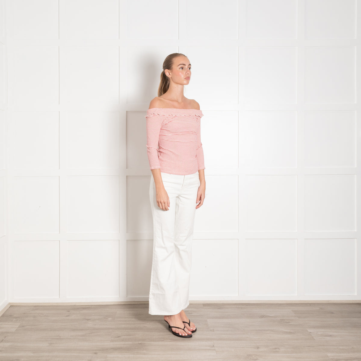 Claudie Pierlot Micro Stripe Ruffle Top