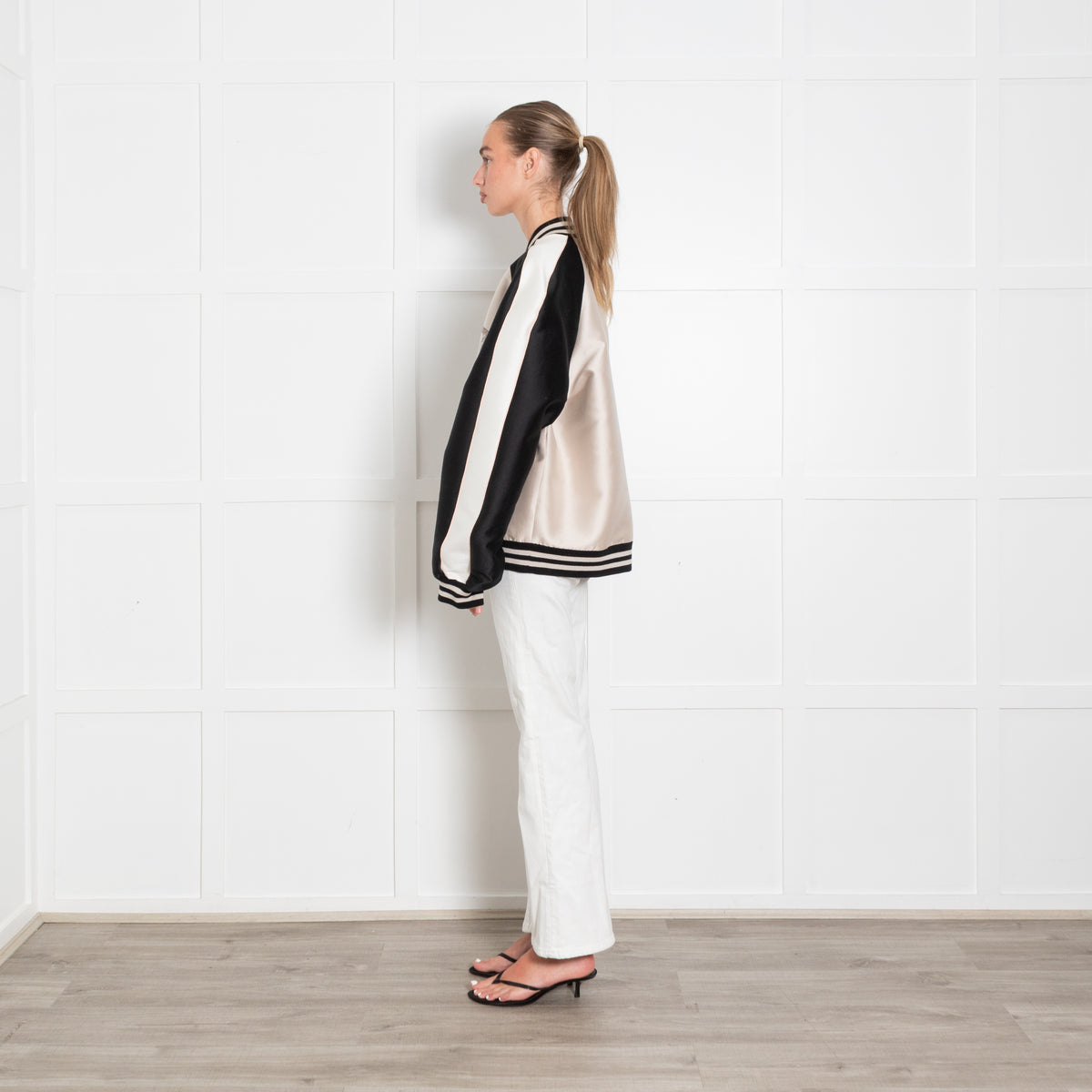 Stella McCartney Lorinda Tiger Embroidered Satin Bomber Jacket