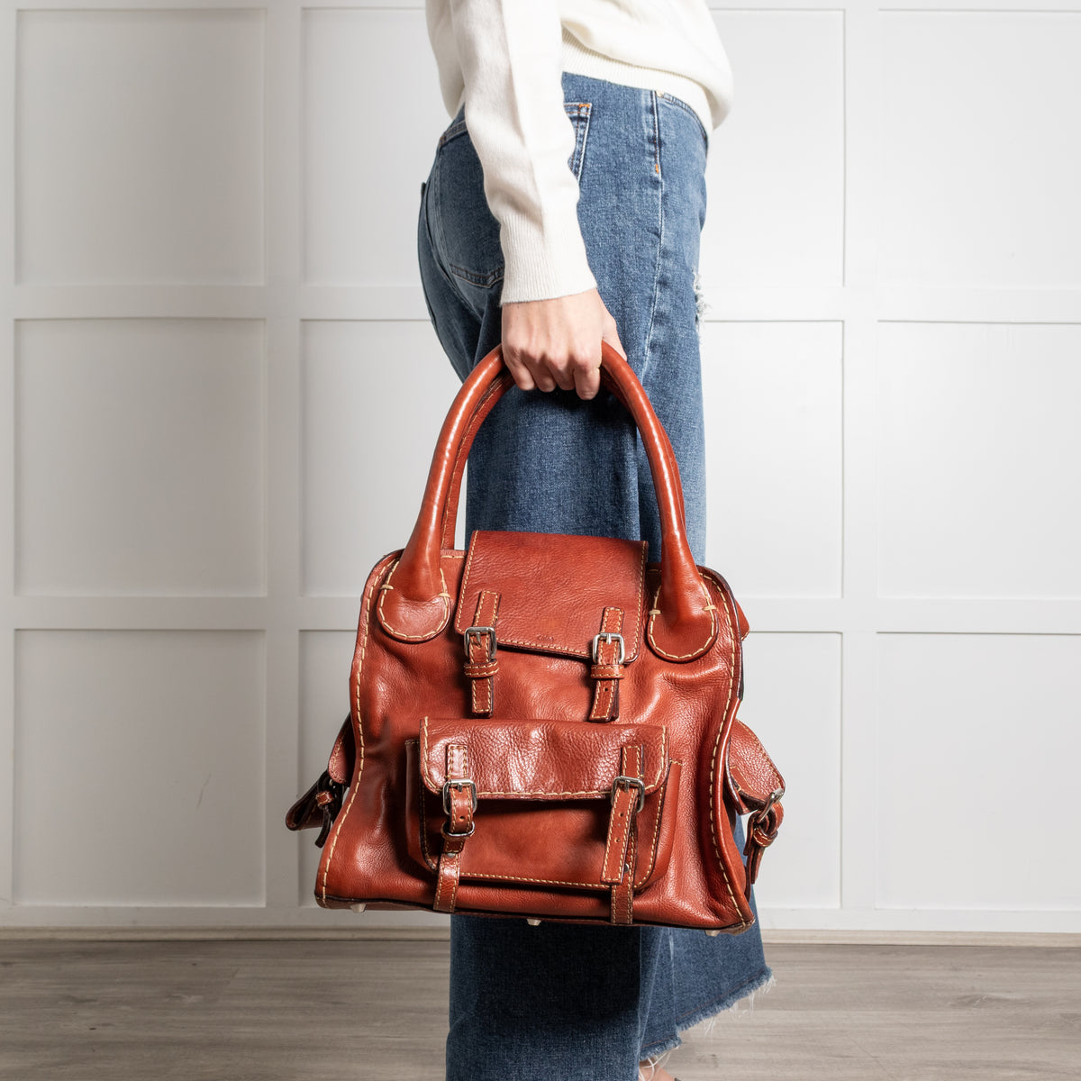 Chloe Brown Edith Leather Satchel Bag