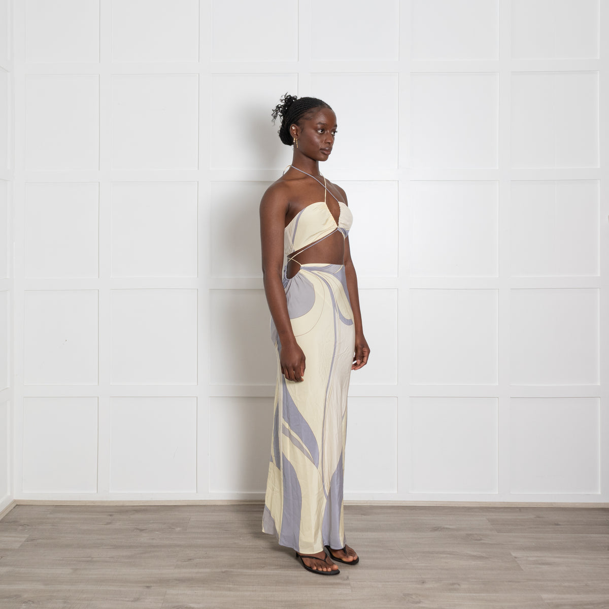SIR the Label Yellow and Lilac Silk Cutout Co-Ord
