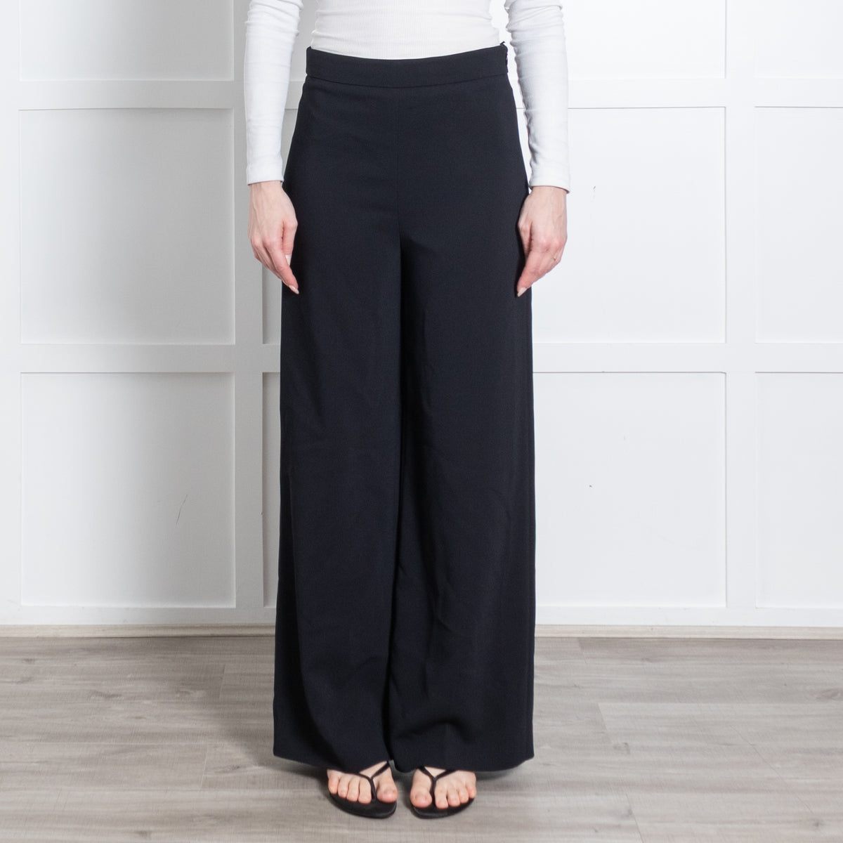 Joseph Black High Waisted Wide Leg Size Zip Trousers