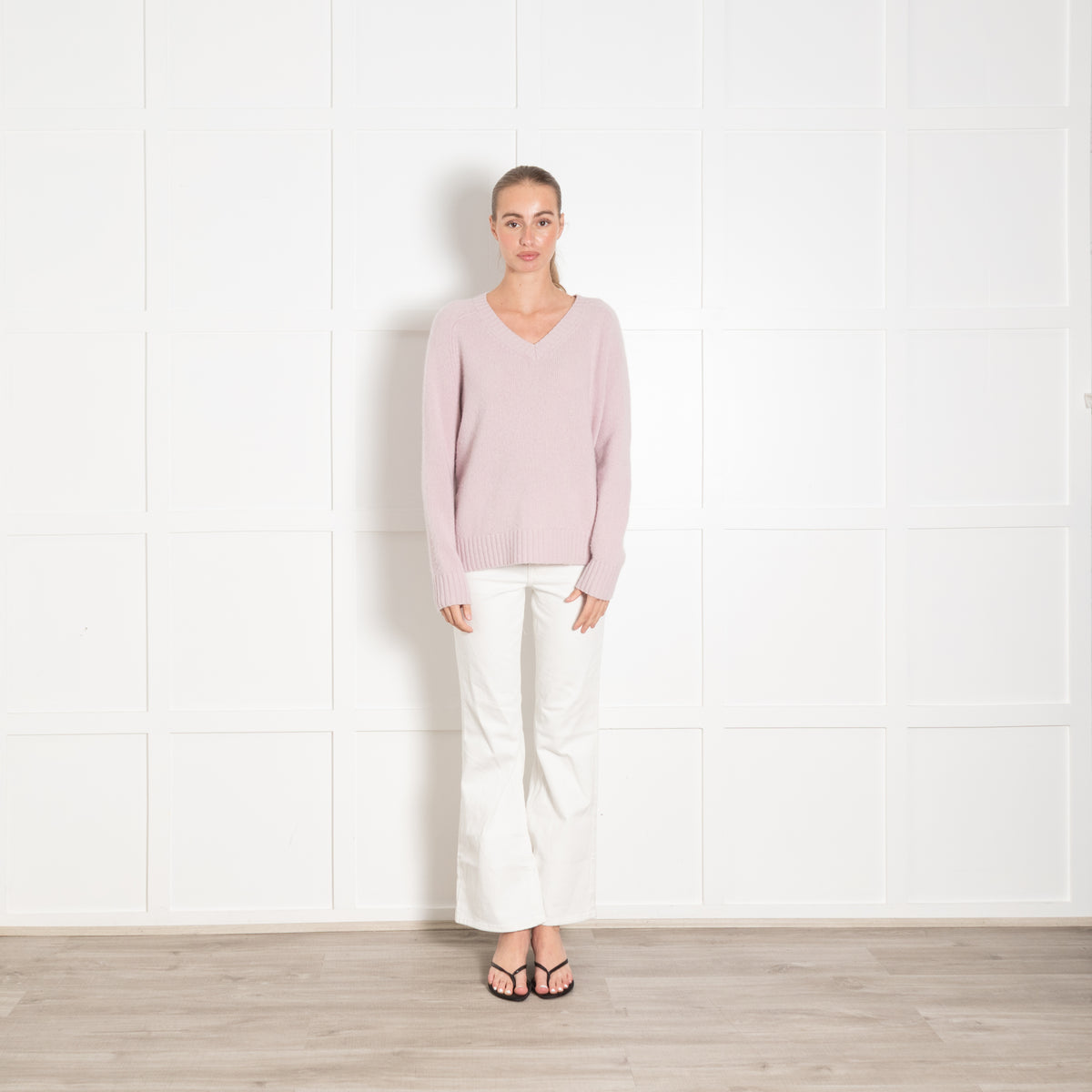 Joseph Blush Pink Cashmere V-Neck Sweater