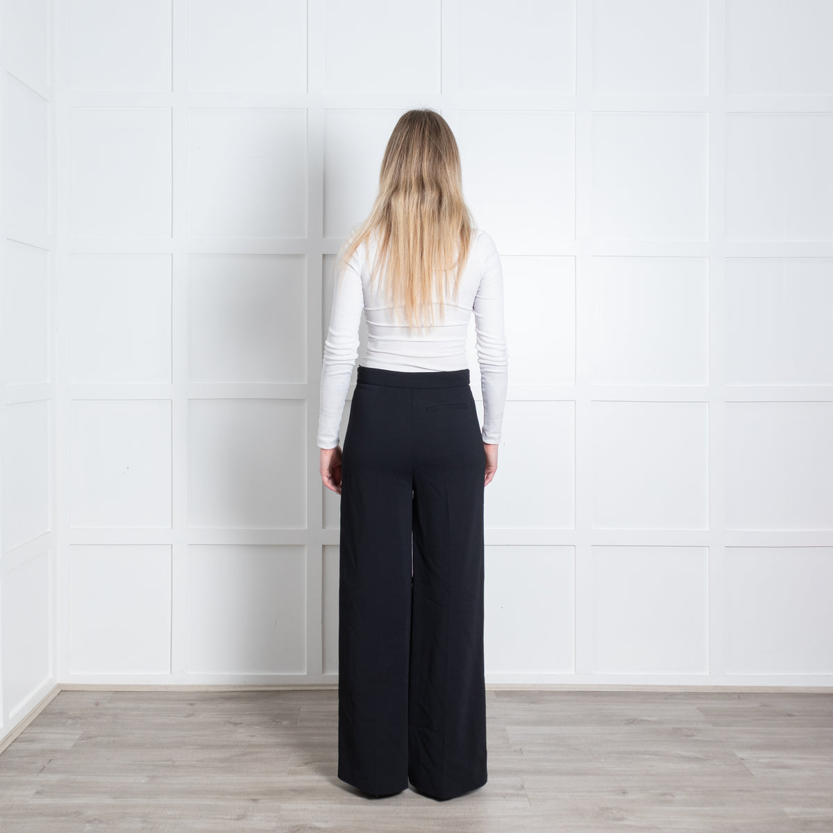 Joseph Black High Waisted Wide Leg Size Zip Trousers