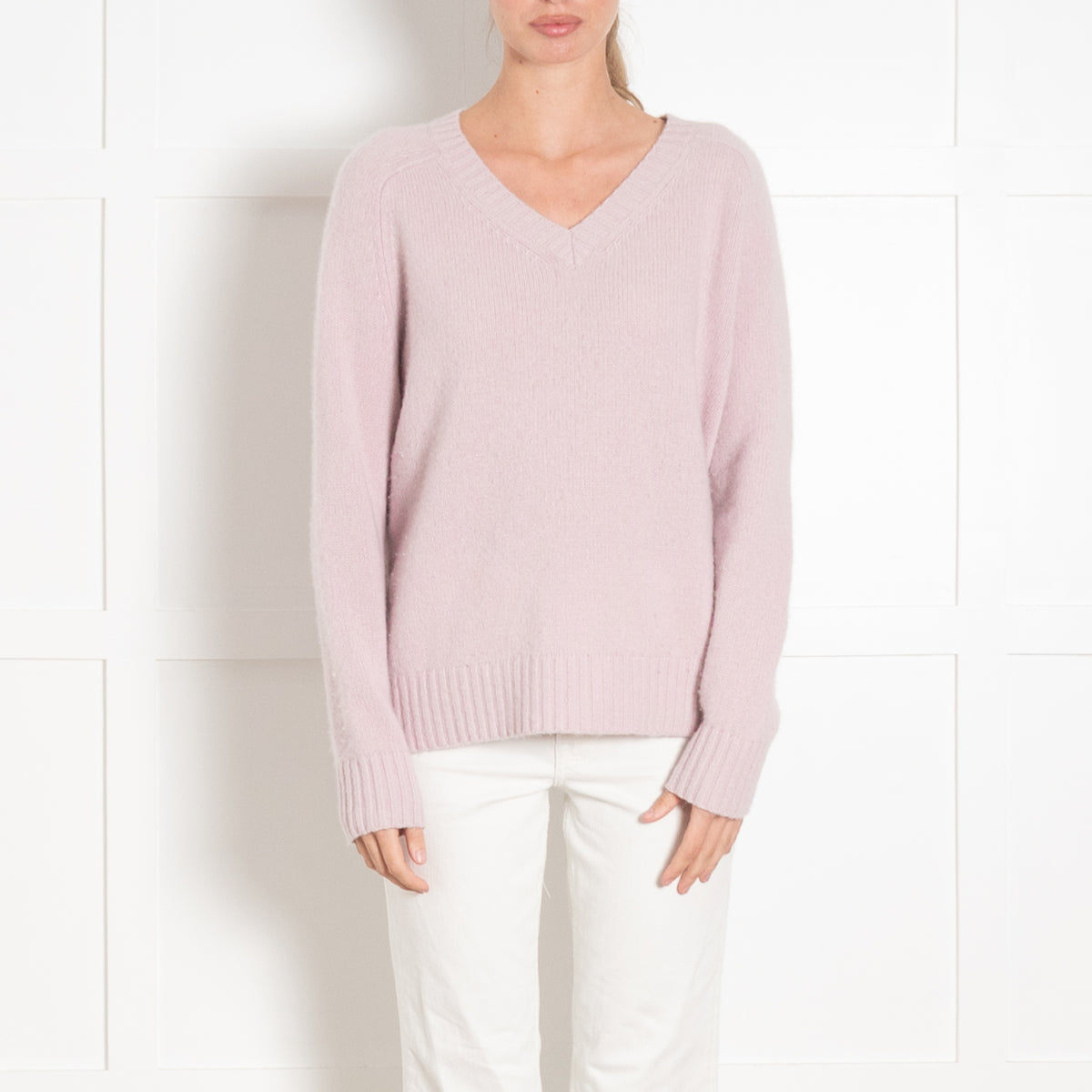 Joseph Blush Pink Cashmere V-Neck Sweater