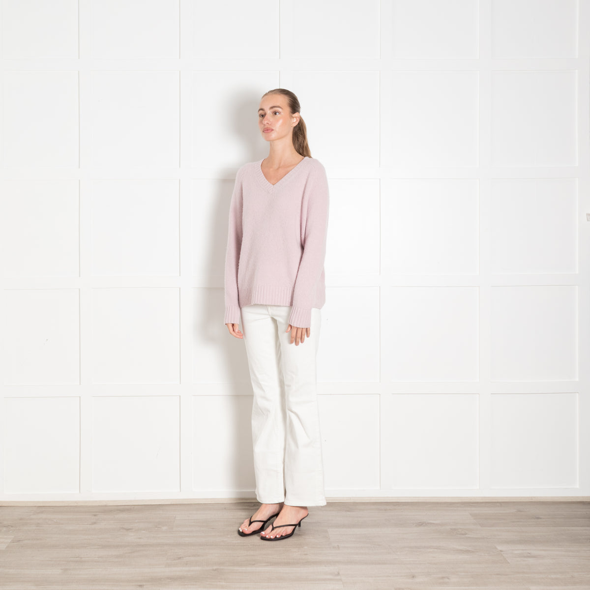 Joseph Blush Pink Cashmere V-Neck Sweater