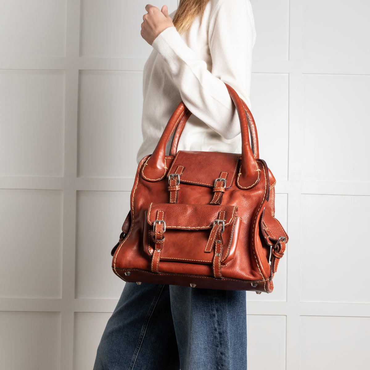 Chloe Brown Edith Leather Satchel Bag