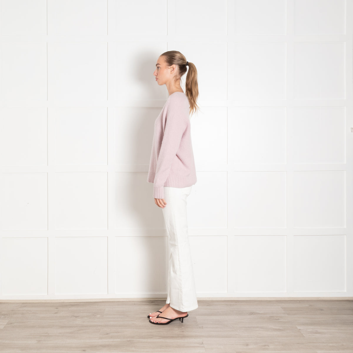 Joseph Blush Pink Cashmere V-Neck Sweater