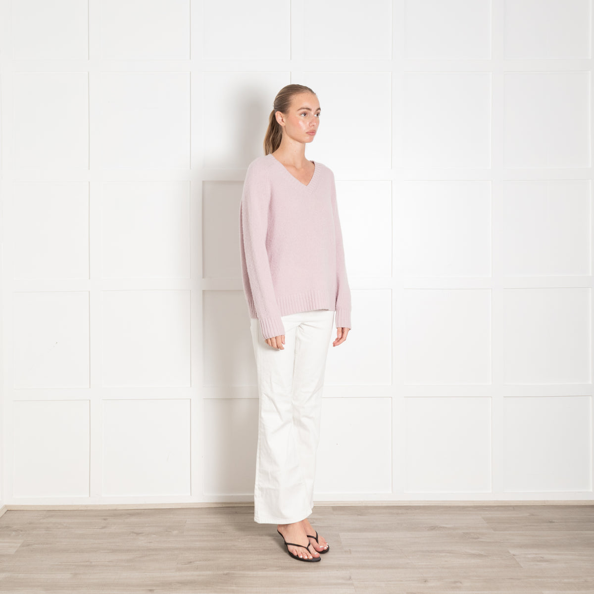 Joseph Blush Pink Cashmere V-Neck Sweater