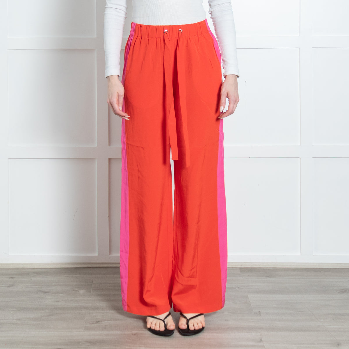 Diane Von Furstenberg Orange Pink Silk Trousers