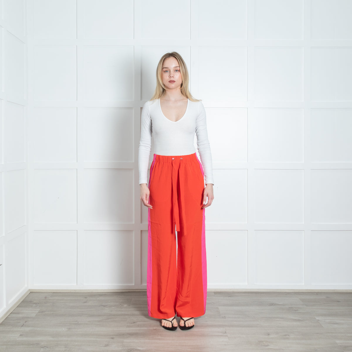 Diane Von Furstenberg Orange Pink Silk Trousers