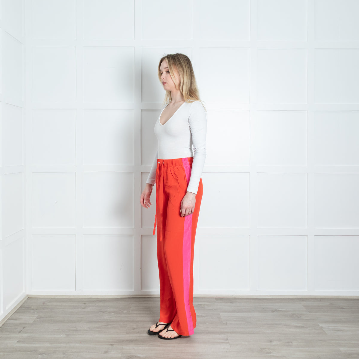 Diane Von Furstenberg Orange Pink Silk Trousers