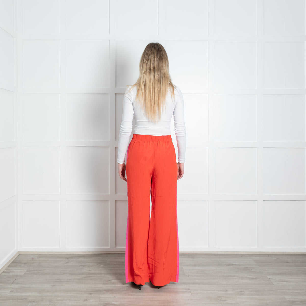 Diane Von Furstenberg Orange Pink Silk Trousers