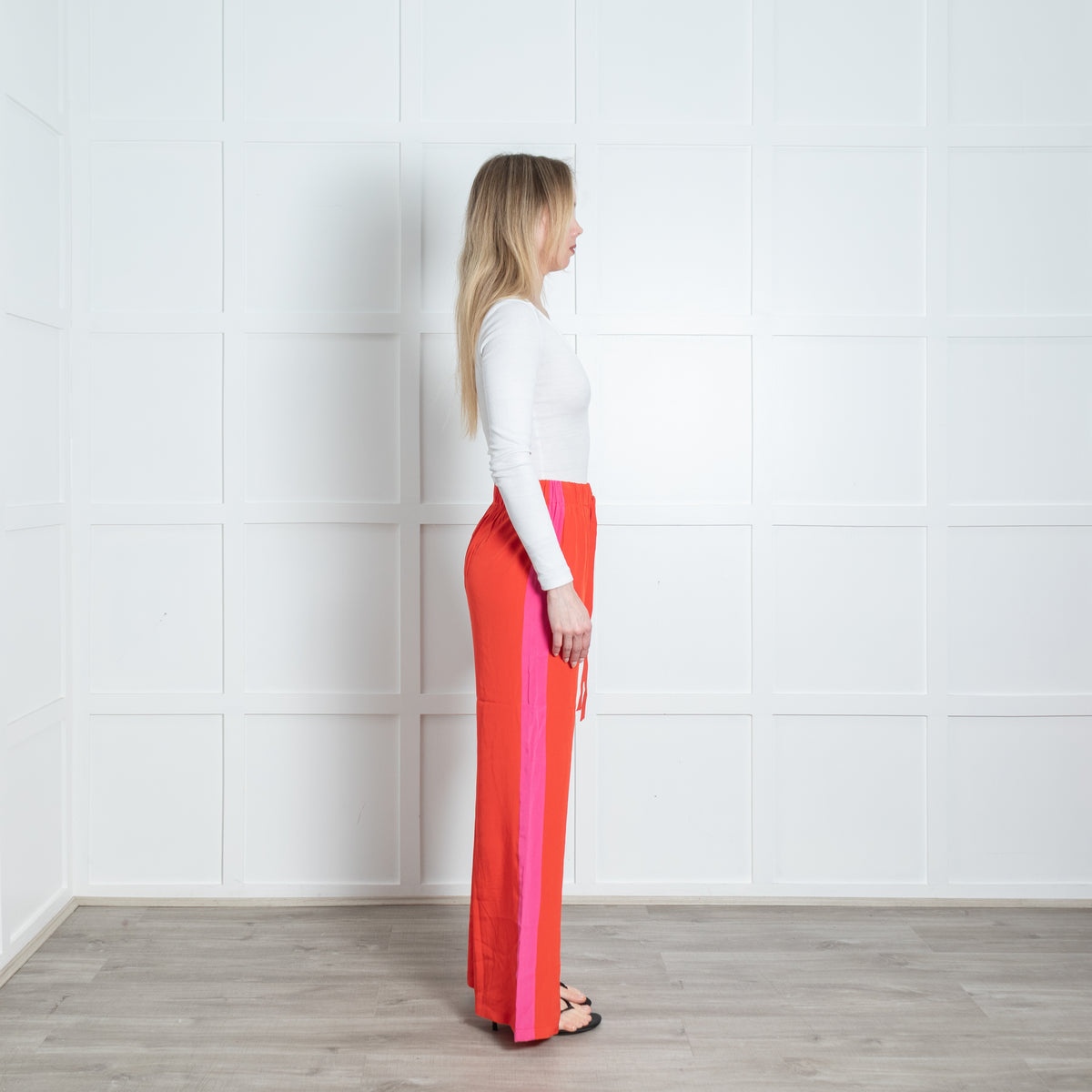 Diane Von Furstenberg Orange Pink Silk Trousers