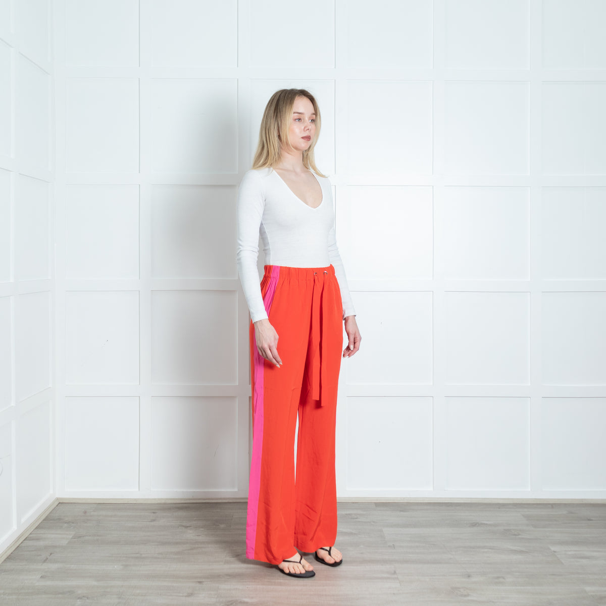 Diane Von Furstenberg Orange Pink Silk Trousers