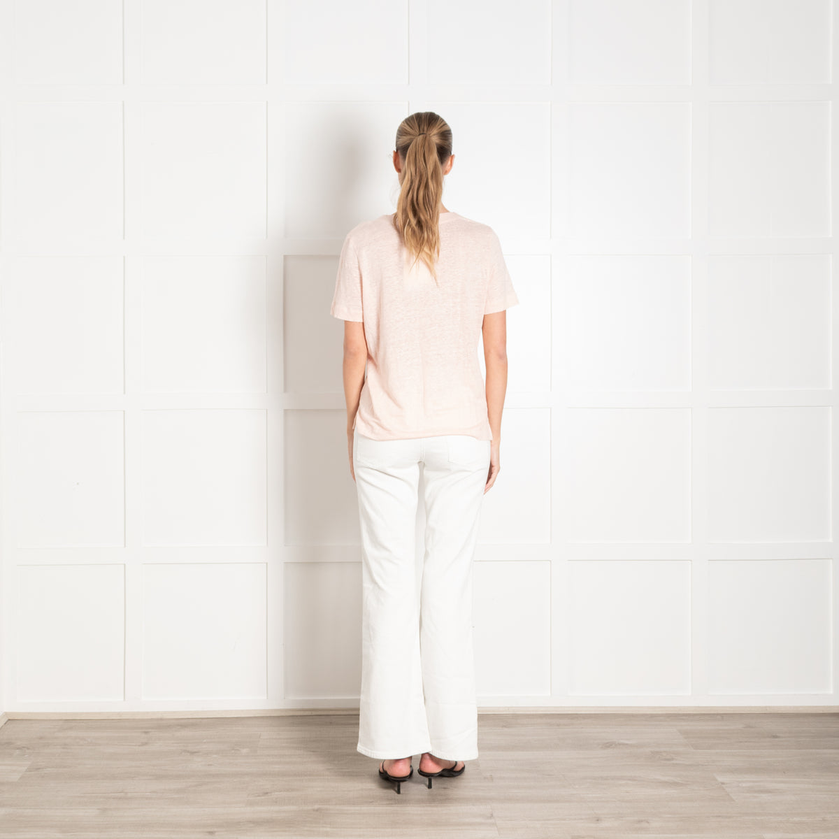 Sandro Pink Linen V Neck T-Shirt