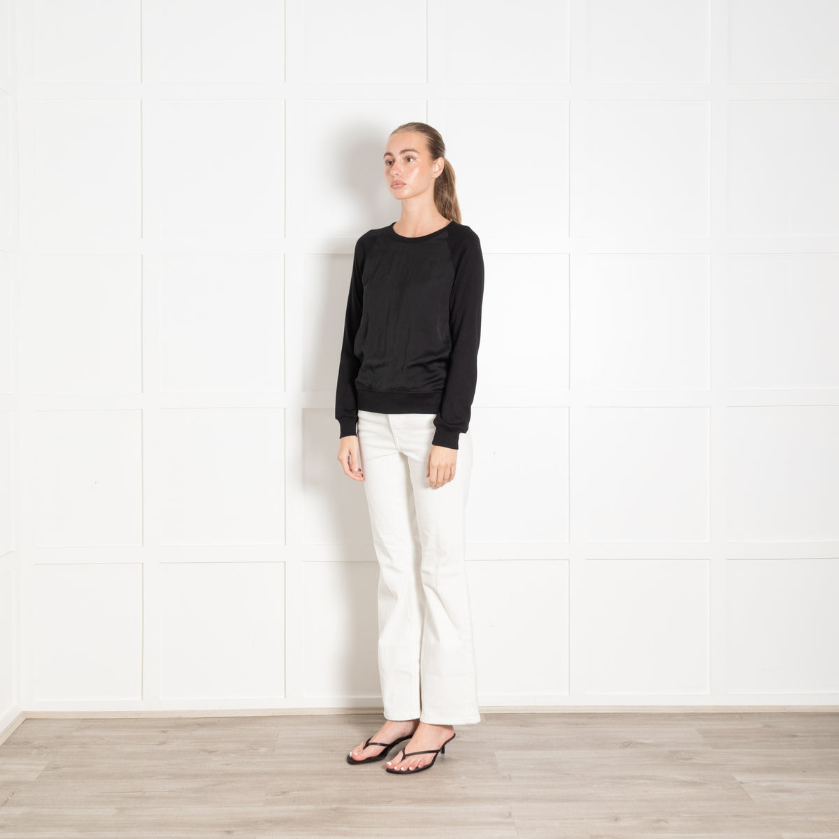 Me+Em Black Long Sleeve Raglan Top