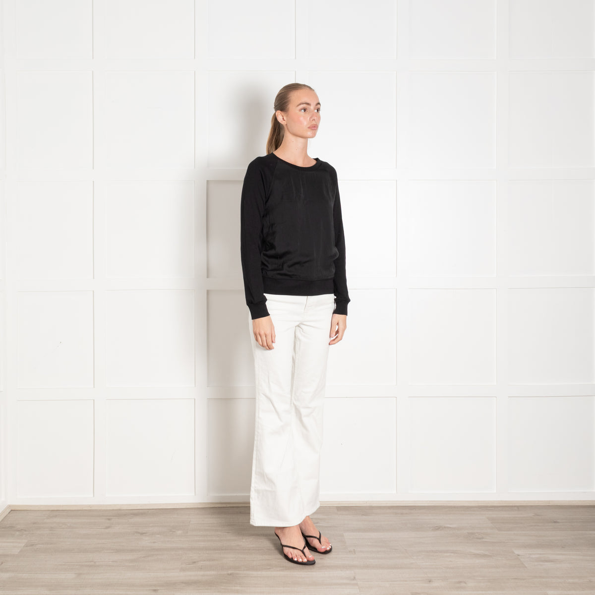 Me+Em Black Long Sleeve Raglan Top