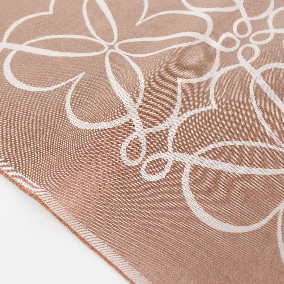 Loewe Brown Fine Silk Jacquard Logo Tassle Scarf